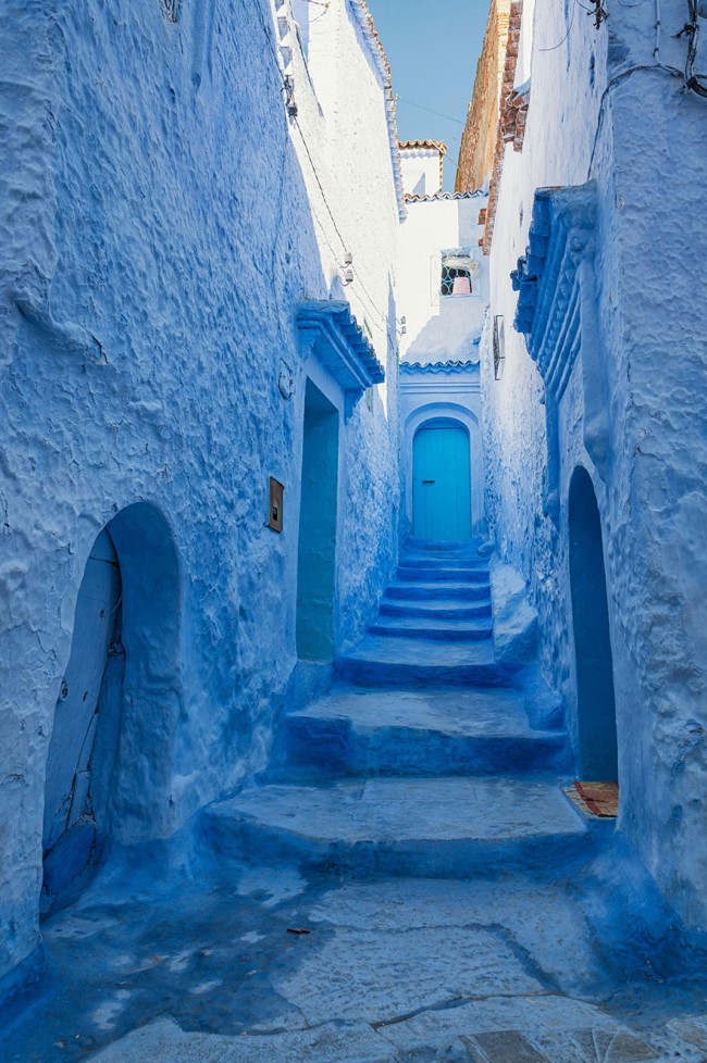 睡前洗眼，蔚蓝色的摩洛哥老城Chefchaouen。