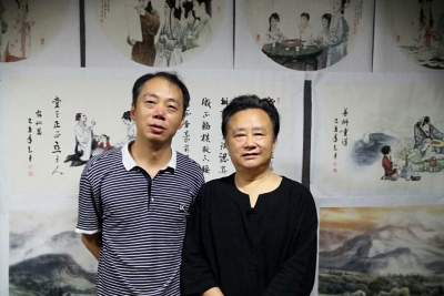 中国“便携式壁画”创始人知名画家袁勇先生《大屋的丫鬟系列》作品欣赏