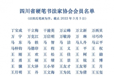 四川省硬笔书法家协会会员名单